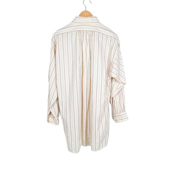 RALPH LAUREN Blue Label Vintage Peasant Poet Bib Blouse Cream Purple Stripe 10 - Picture 2 of 13